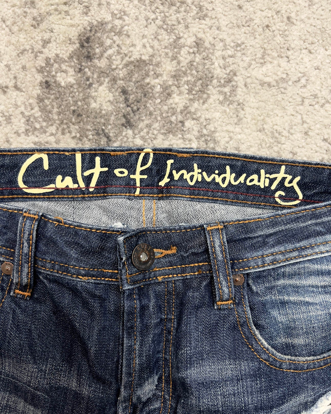CULT OF INDIVIDUALITY RAW AND RIPPED DENIM