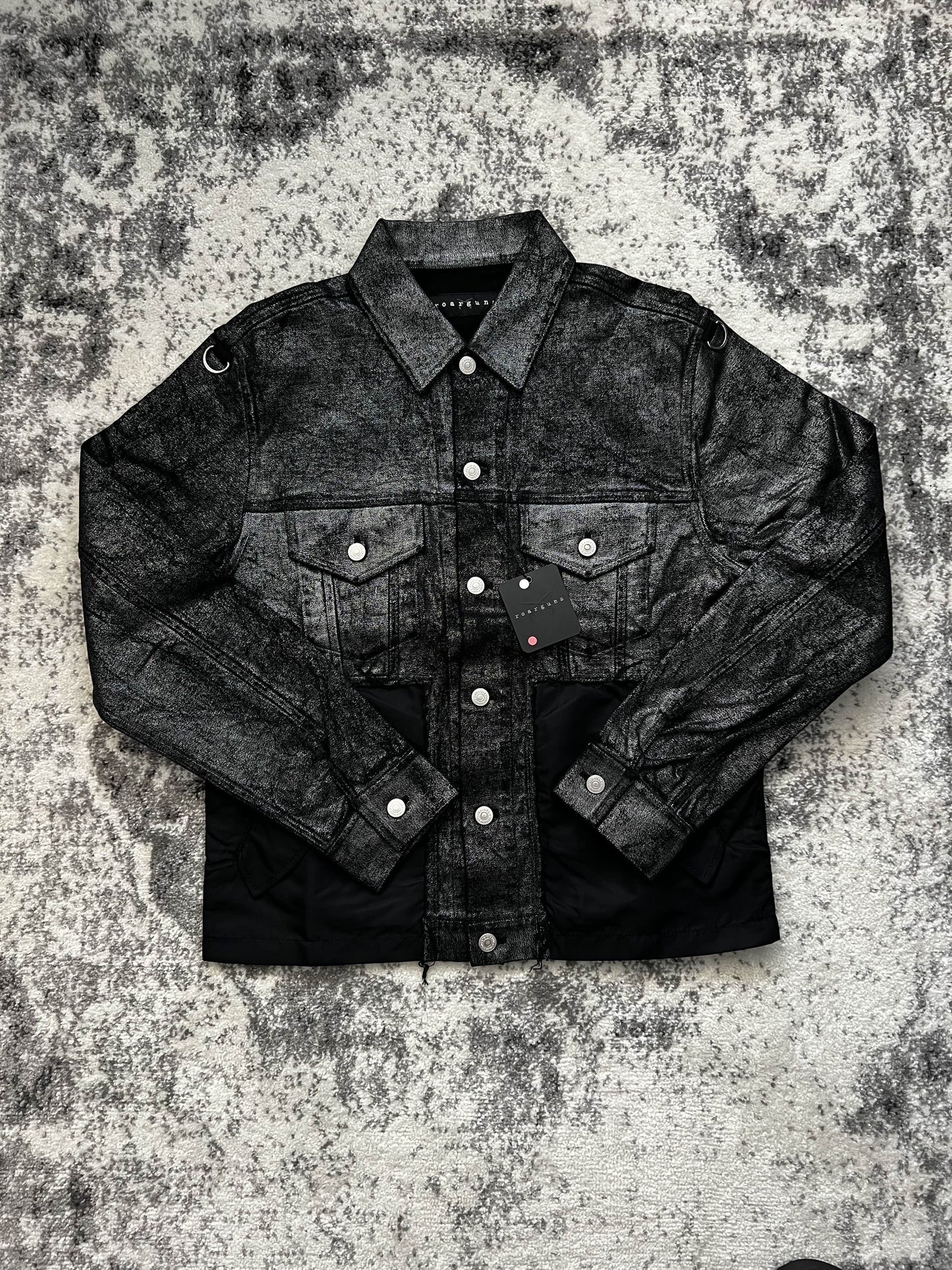 roar guns WAXED DENIM JACKET BLACK