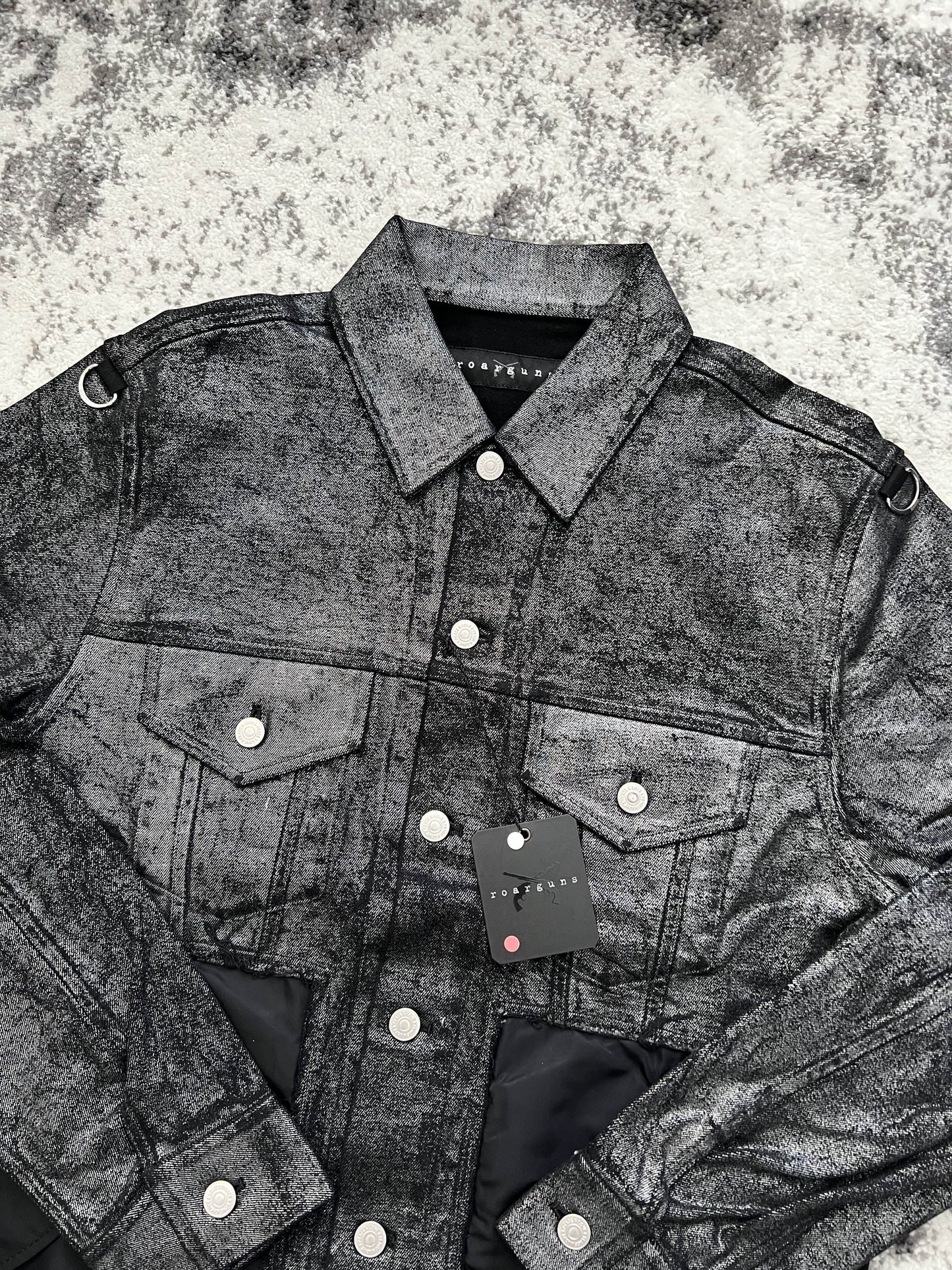 roar guns WAXED DENIM JACKET BLACK